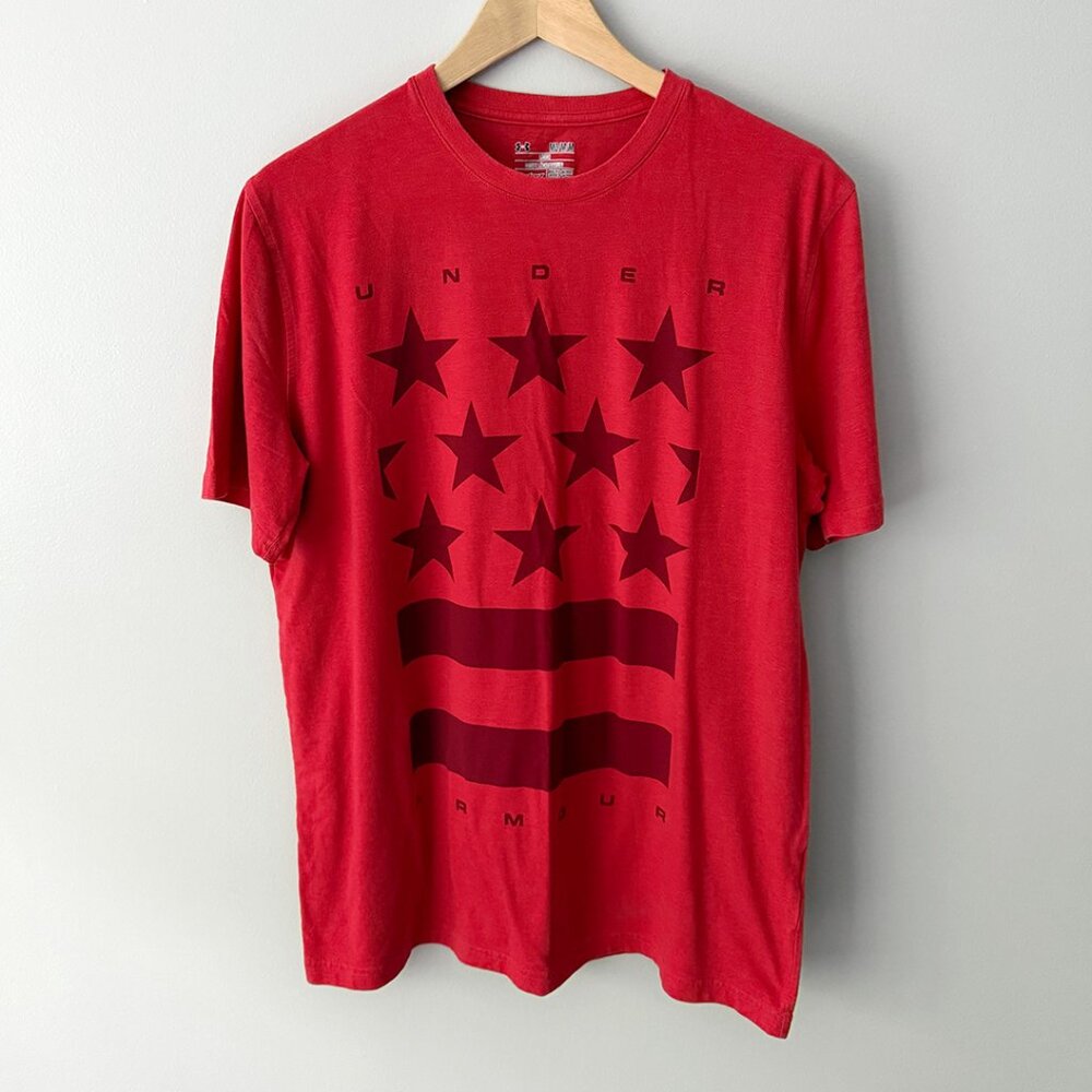 🔴 2+/$15 sale | Under Armour American Flag Stars & Stripes Graphic T Shirt